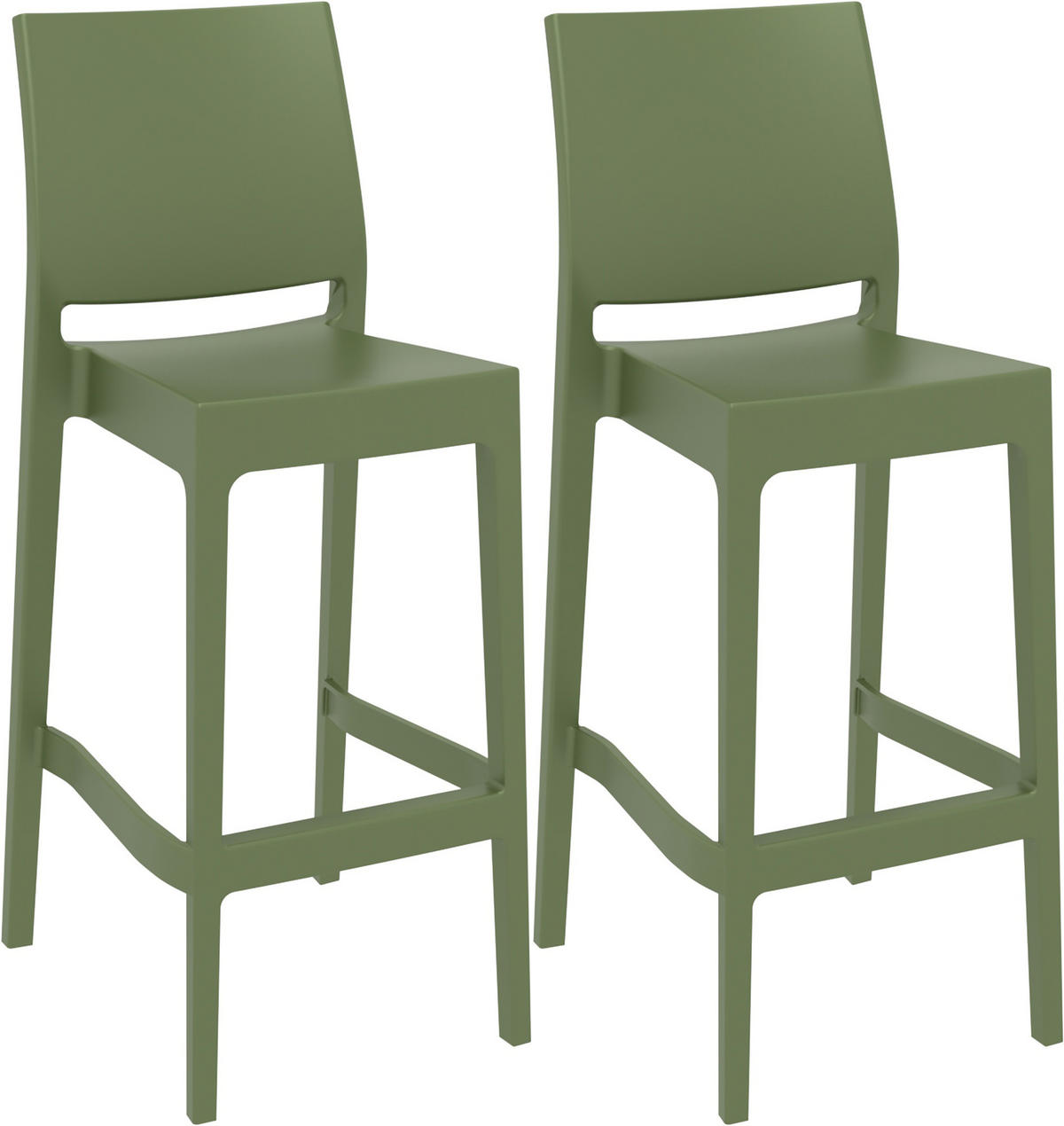 BARHOCKER 2er Set Kunststoff oliv - Olivgrün, Kunststoff (45/105/51cm) - CLP