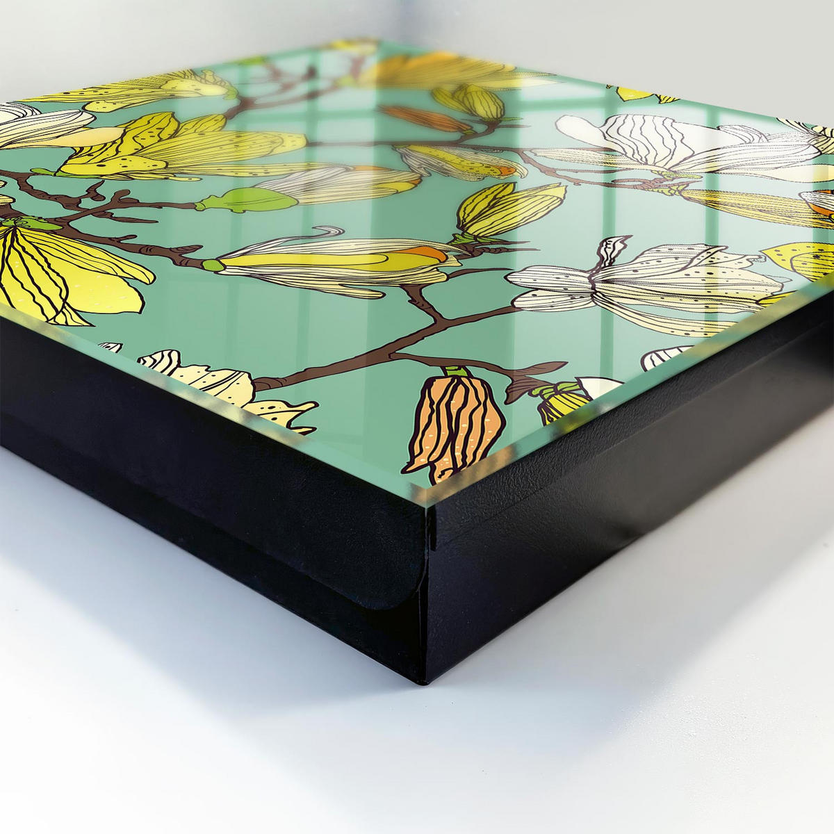 SCHLÜSSELBOX Schwarz 30x30 cm- Türöffnung nach rechts - Lebendige Natur - Grün, Metall (30/30/5cm) - TULUP