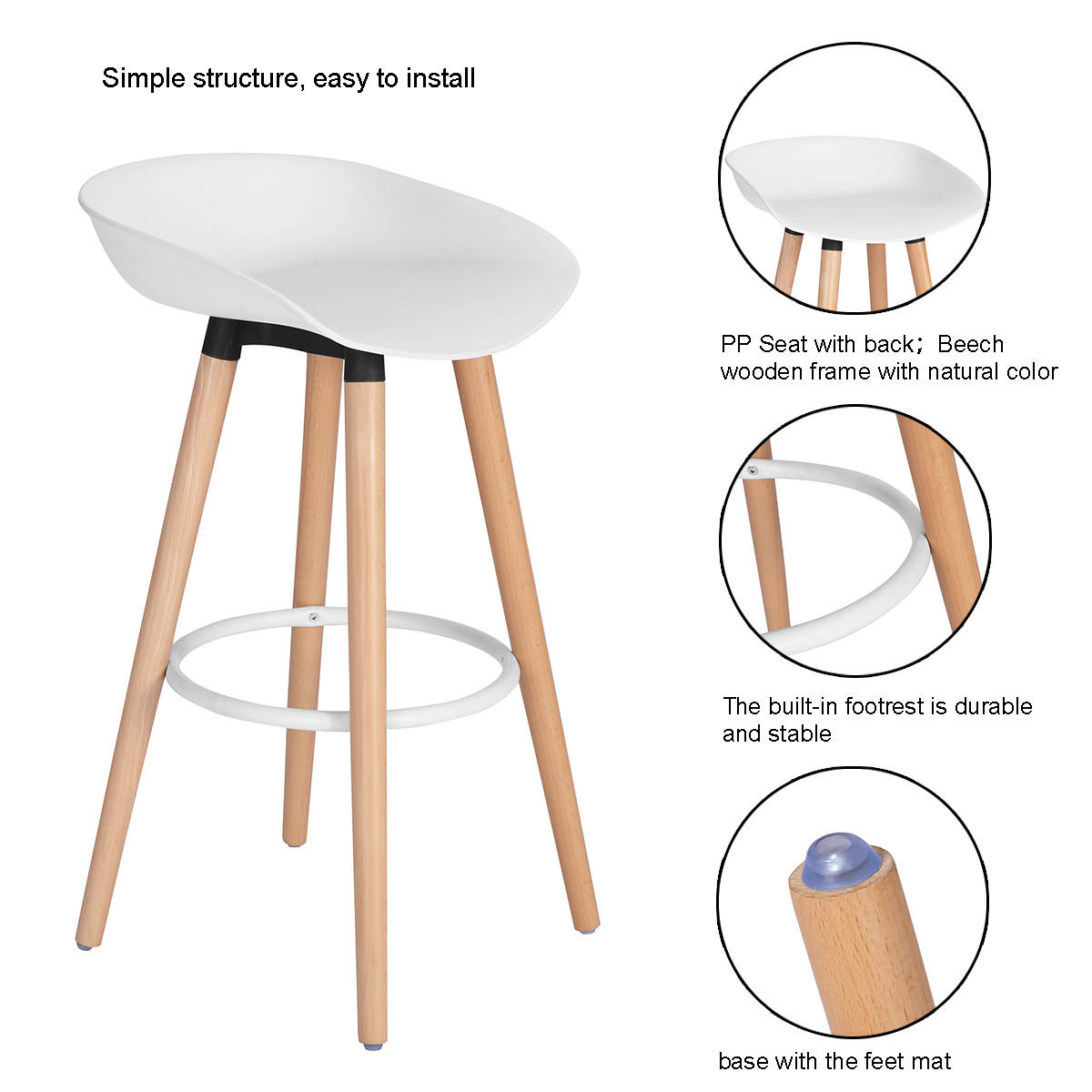 BARHOCKER-SET 2 Stück Weiß - Eichefarben/Weiß, Holz (45/77.5/43.5cm) - Urban Meuble