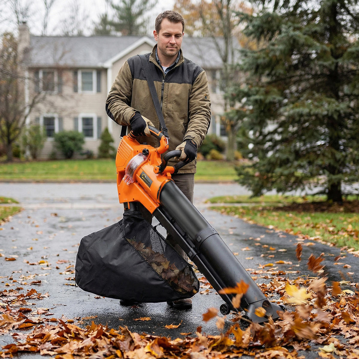 LAUBBLÄSER mit Staubsauger DE-10268 3-in-1 mit 40L Beutel Orange - Orange, Kunststoff (31/48/121.5cm) - ComfortXL