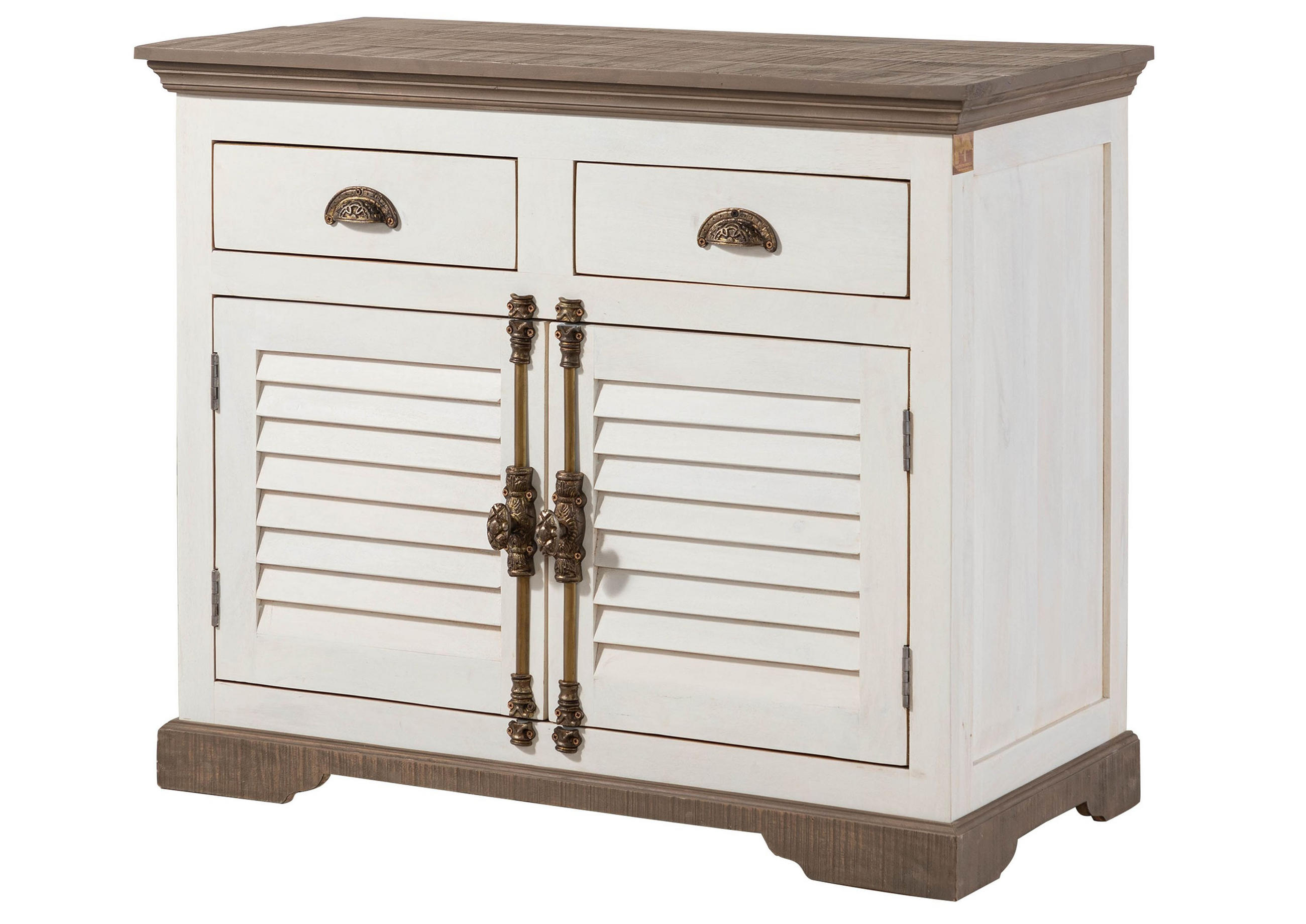 SIDEBOARD Mango 107x45x90 weiß lackiert TOULOUSE #107 - Weiß, Holz (107/90/45cm) - Massivmoebel24