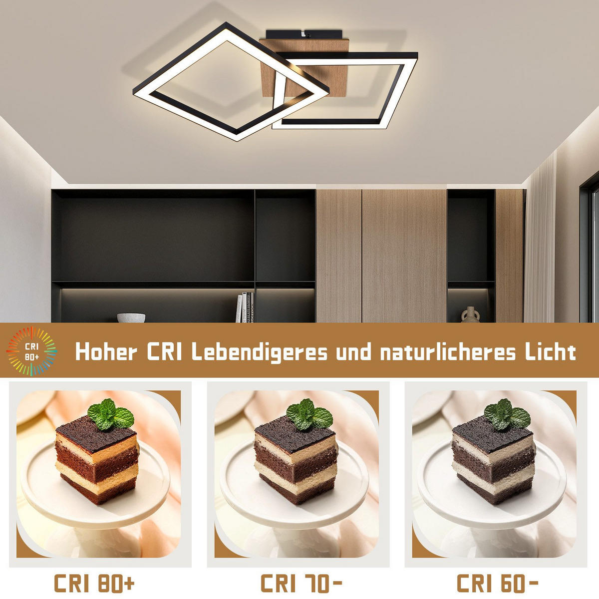 LED-DECKENLEUCHTE Frost 33.3/33/6.1 cm - Schwarz, Metall (33.3/33/6.1cm) - Nettlife