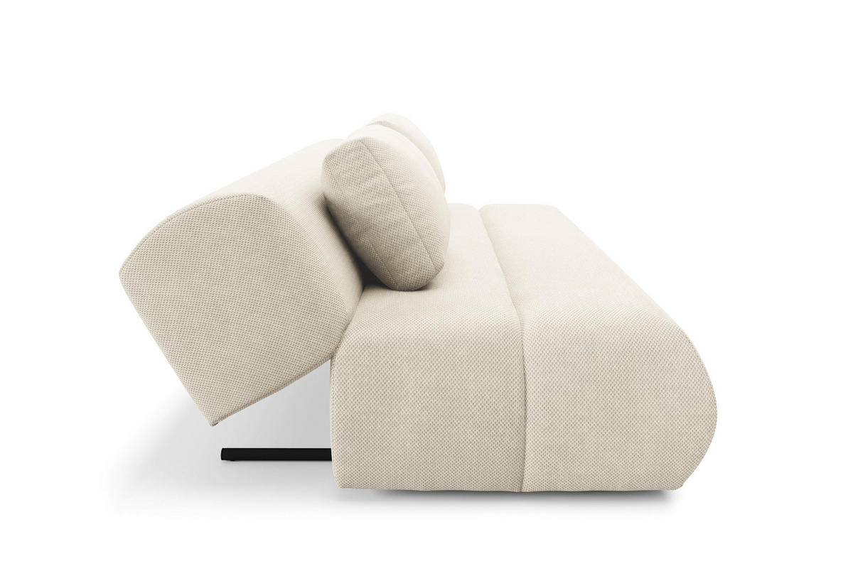 BETTSOFA ATOMO Beige Velours-Stoff mit Schlaffunktion - Beige, Holz (217/82/134cm) - MASSENO