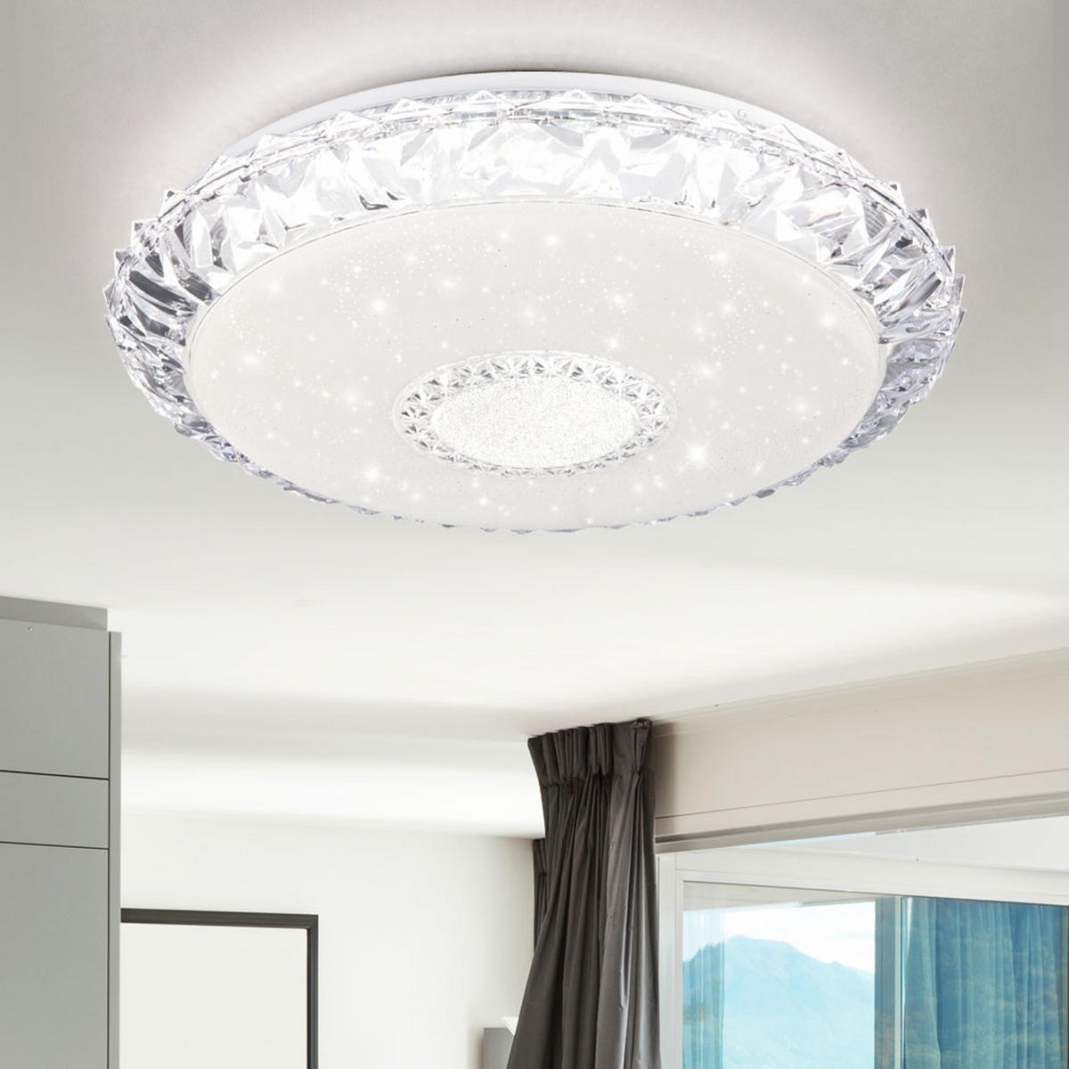 LED DECKENLEUCHTE Kristalloptik Weiß - Weiß, Metall (50/50/10cm)