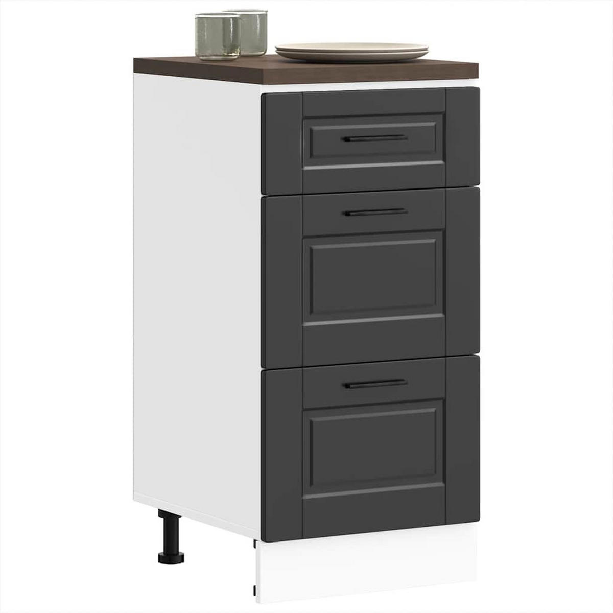 KÜCHENUNTERSCHRANK Porto Schwarz Holzwerkstoff - Schwarz, Holzwerkstoff (46/81.5/40cm) - vidaXL