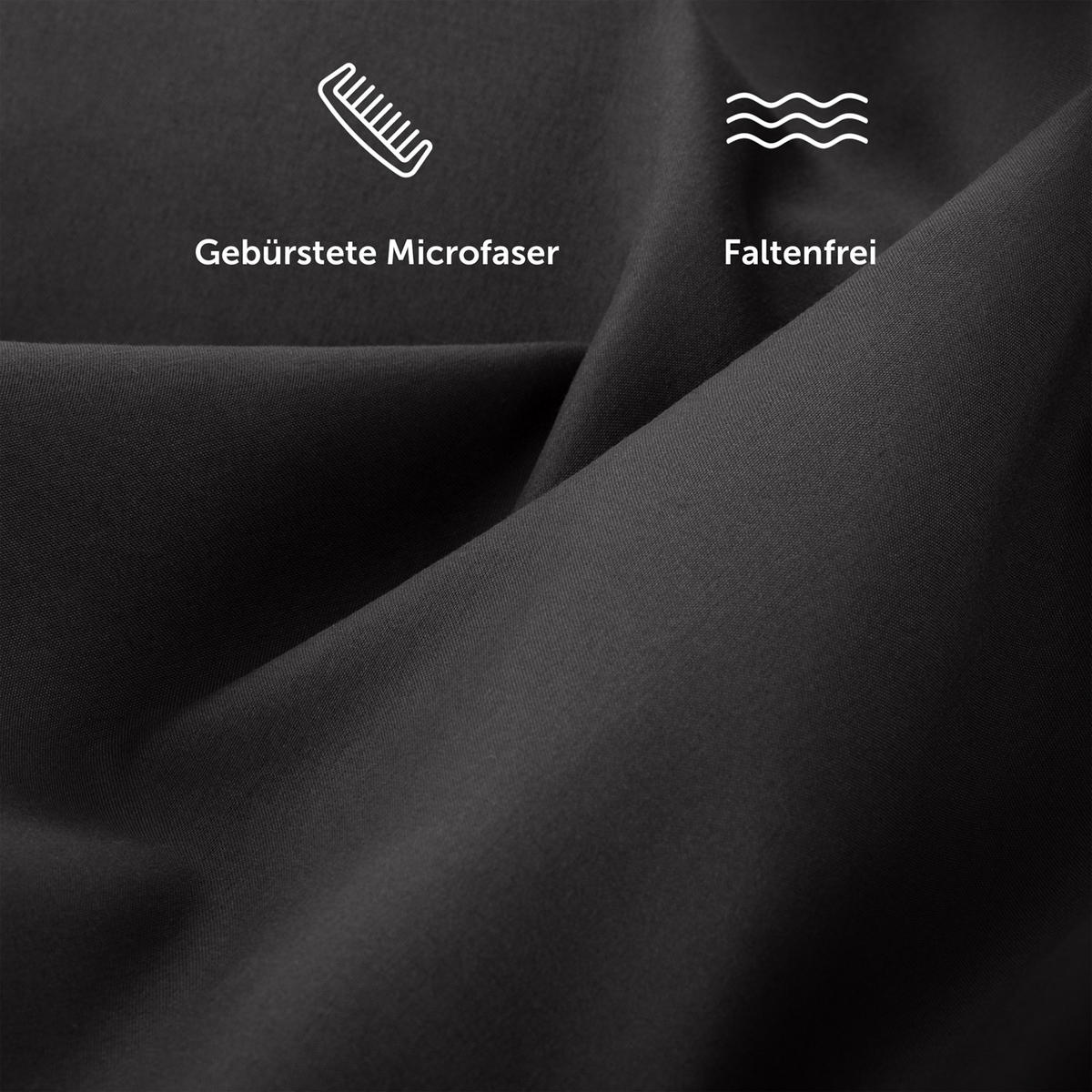BETTWÄSCHE 3-teilig, 200/220 cm & 2x 80/80 cm, Anthrazit - Anthrazit, Textil (200/220cm) - Blumtal