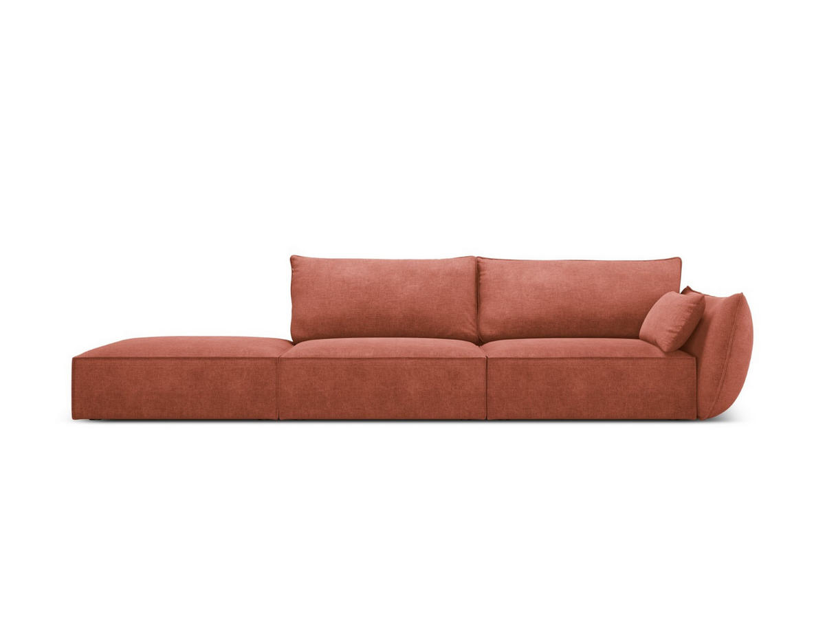 LINKES-SOFA Kaelle aus Chenille-Stoff terrakotta 4 Sitzplätze - Terracotta, Textil (110/85/264cm) - Micadoni
