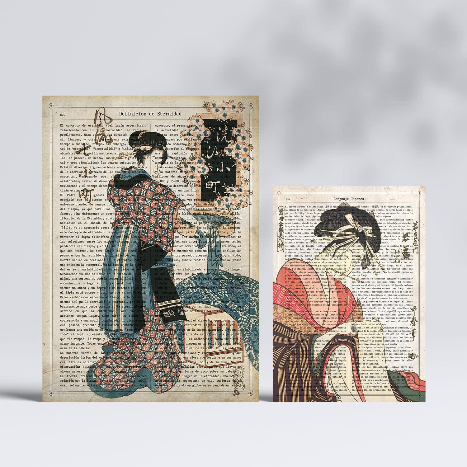 POSTER Set Mit 6 Japan Vintage Papier Stil A3 & A4 Rahmenlos - Klar, Papier (29/3cm) - Nacnic