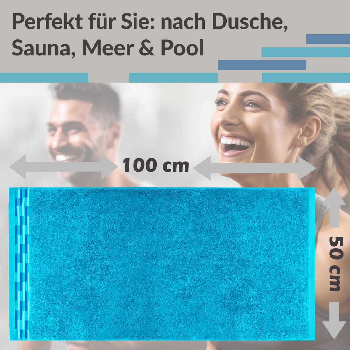 HANDTUCH Lugano Aquamarin 2er 50x100 cm - Blau, Textil (50/100cm) - Lashuma