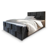 BOXBETT MONA 180x200 cm mit Matratze und Topper - Grau - Grau, Holz (180/200cm) - MASSENO