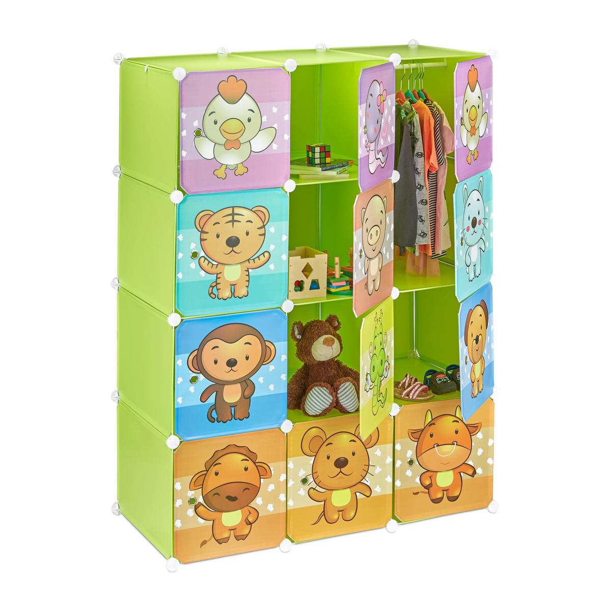 STECKREGAL Kinderzimmer - Multicolor, Kunststoff/Metall (110/145/46.5cm) - Relaxdays