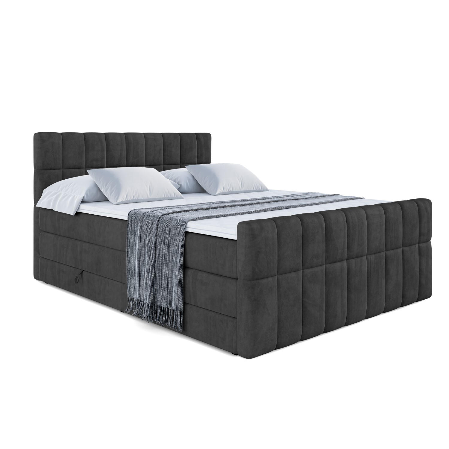BOXSPRINGBETT MIAMI-Z KING - 180x200 - H3/H4 - Schwarz - Schwarz, Holzwerkstoff (180/200cm) - ALTDECOR