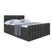 BOXSPRINGBETT MIAMI-Z KING - 200x200 - H3/H4 - Schwarz - Schwarz, Holzwerkstoff (200/200cm) - ALTDECOR