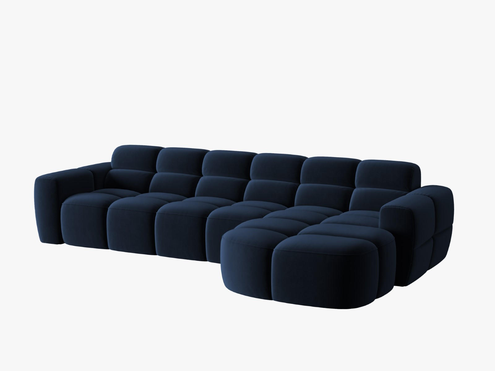 ECKSOFA rechts Lisa aus Samt königsblau 4 Sitzplätze - Dunkelblau, Textil (170/310cm) - Micadoni