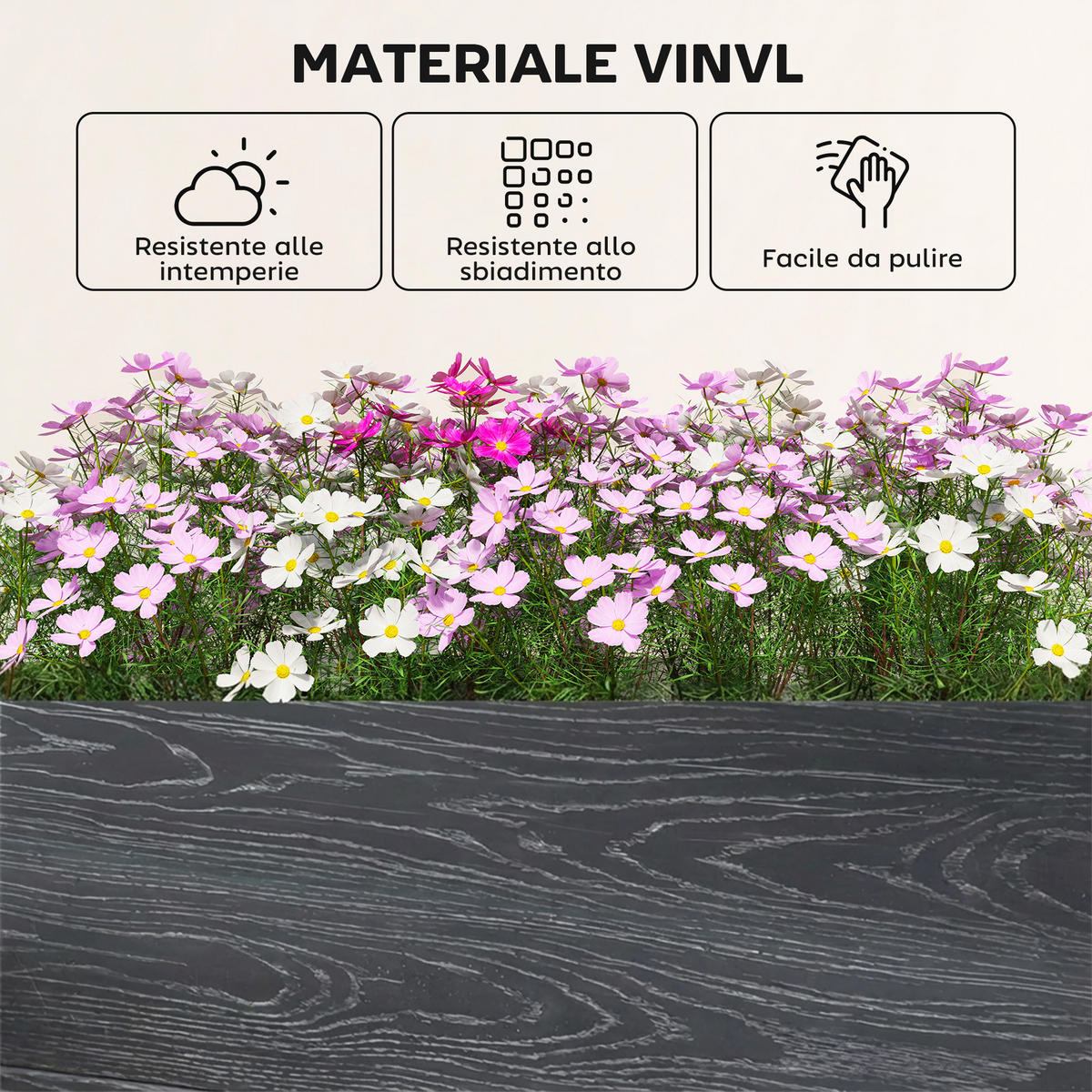 HOCHBEET, Vinyl mit Stecksystem, offener Boden, 102x102x33cm, Dunkelgrau - Multicolor, Holzwerkstoff (102/33/102cm) - FORIOUS