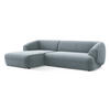 ECKSOFA Links Samt Stoff Blau - Blau/Schwarz, Kunststoff/Textil (156/280cm) - Makamii