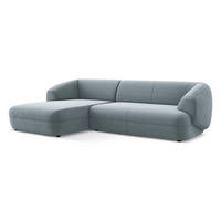 ECKSOFA Links Samt Stoff Blau - Blau/Schwarz, Kunststoff/Textil (156/280cm) - Makamii