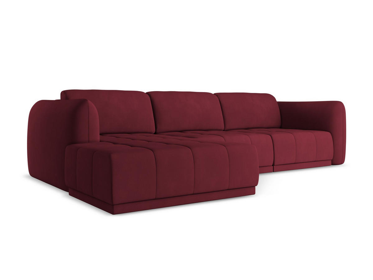 ECKSOFA Links Chenille Stoff Rot - Rot/Weinrot, Kunststoff/Textil (170/290cm) - Makamii