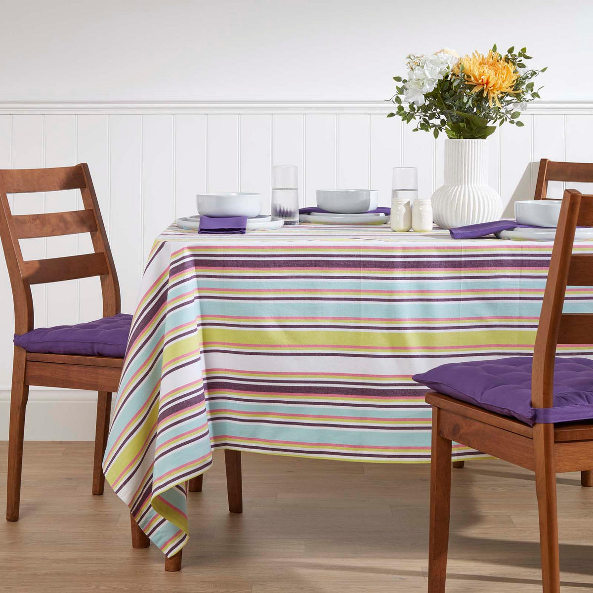 TISCHDECKE Osaka bunt gestreift, 137/137 cm, 100% Baumwolle - Multicolor, Textil (137/137cm) - Homescapes