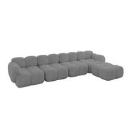 ECKSOFA modulares Sofa Rechts Miko-L3 390x205x75 Grau Velours - Schwarz/Grau, Holzwerkstoff/Kunststoff (390/205cm) - ALTDECOR