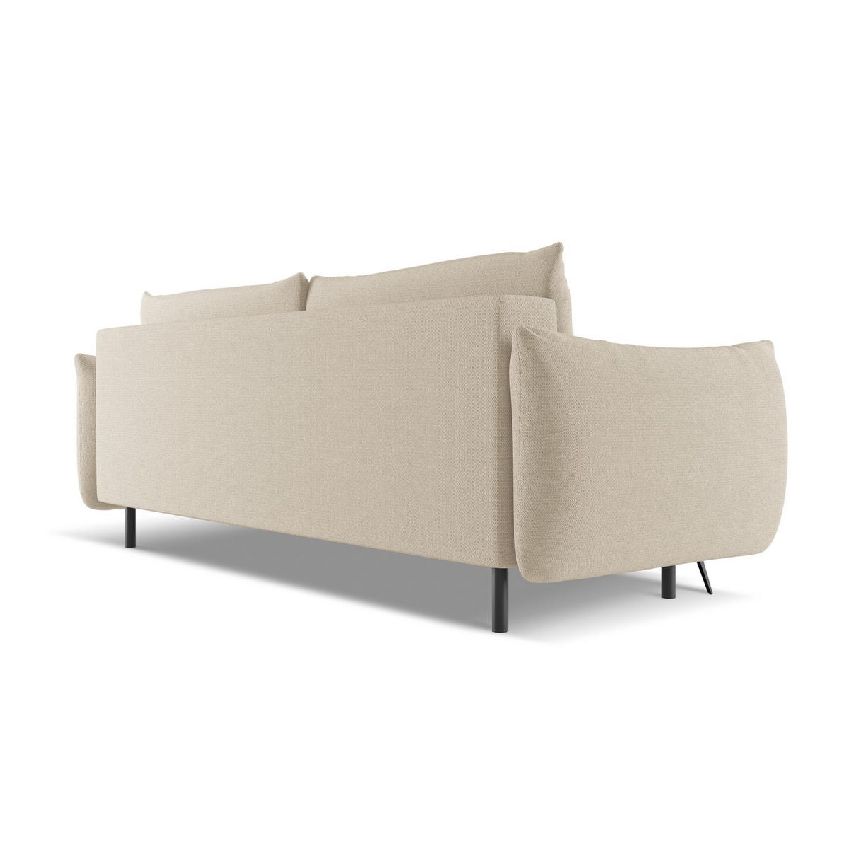 3-SITZER SOFA mit Schlaffunktion Chenille Stoff Beige - Beige/Schwarz, Textil/Metall (230/86/105cm) - LaMiaSofa