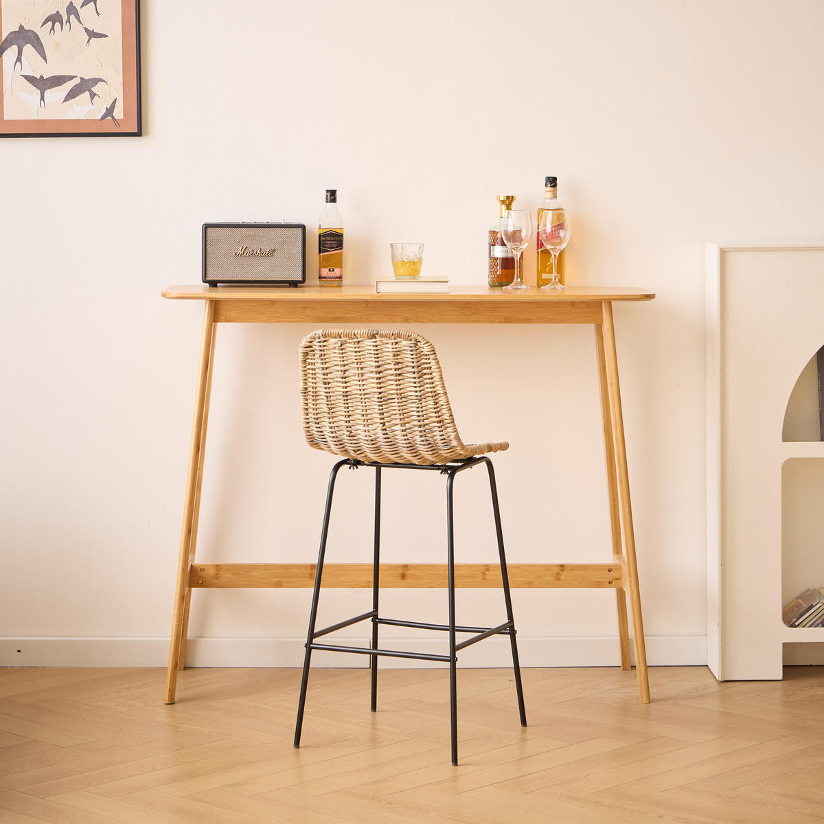 BARHOCKER 2er-Set Rattan Braun - Braun, Holz (39.5/91/41cm) - Nordlys