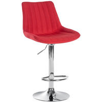 BARHOCKER Tolor Stoff chrom rot - Chromfarben/Rot, Textil/Metall (49.5/112/50cm) - TPFLiving