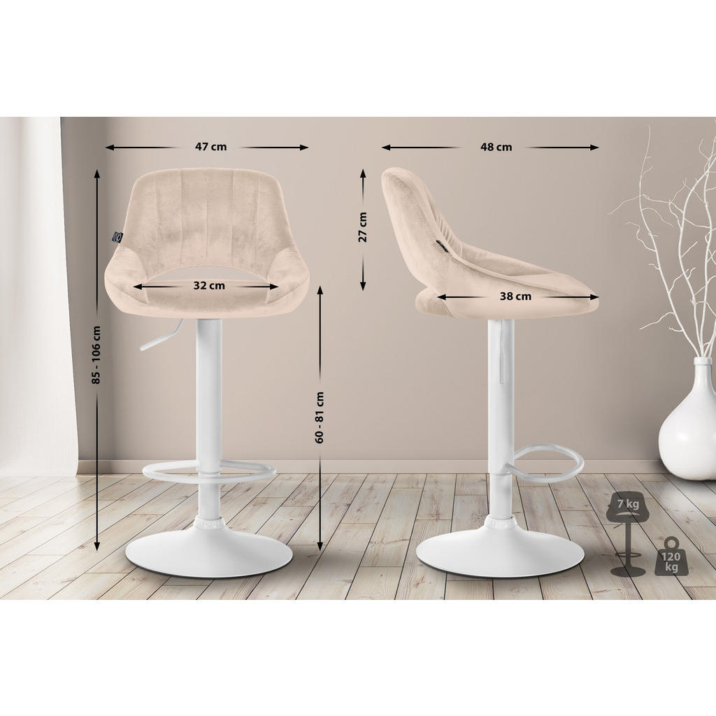 Thumbnail - CLP Barhocker, Creme, Textil, 47x85x48 cm, Esszimmer, Barmöbel, Barhocker