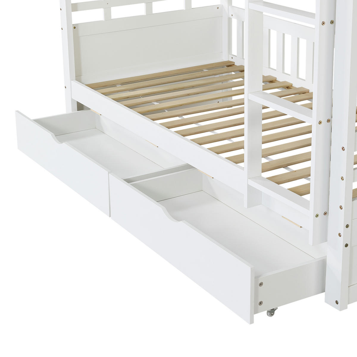 ETAGENBETT 90/200 cm Hausform mit Leiter und Stauraum, DE-41775, in Weiß - Weiß, Holzwerkstoff (90/200cm) - ComfortXL