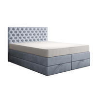 BOXSPRINGBETT 140 x 200 cm LUWR mit H3 Bonell, Bettkasten, Taschenmatratze, Chesterfield Kopfteil, Hellgrau - Hellgrau, Holz/Kunststoff (140/200cm) - Trada