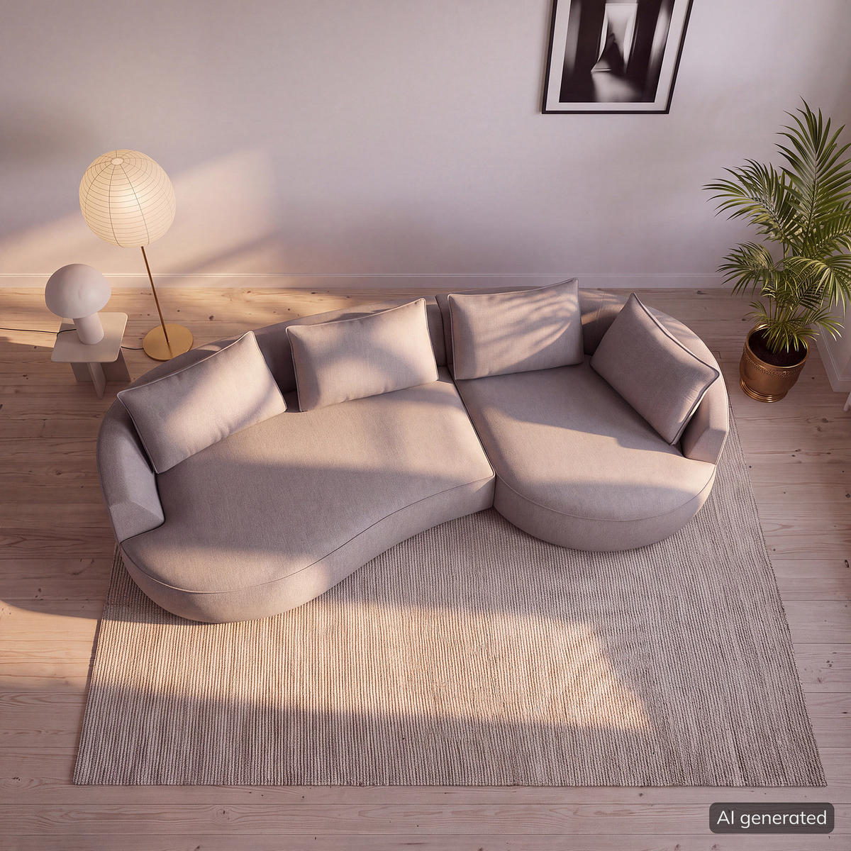 BIGSOFA - Hellgrau/Schwarz, Kunststoff/Textil (322/82/154cm) - home24