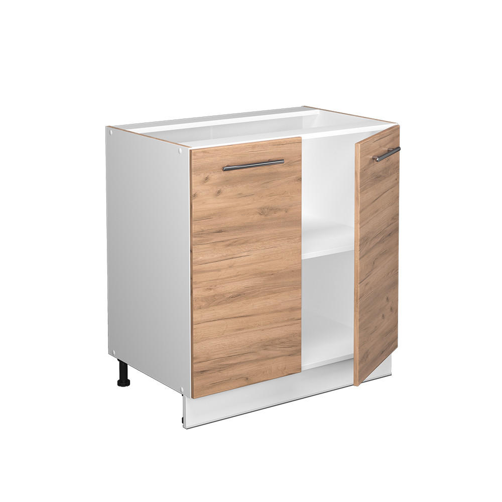 SPÜLENUNTERSCHRANK Fame-Line Goldkraft Eiche 80 cm mit Regal, ohne AP - Honigeiche/Eiche Wotan, Holzwerkstoff (80/82/51.6cm) - Vicco