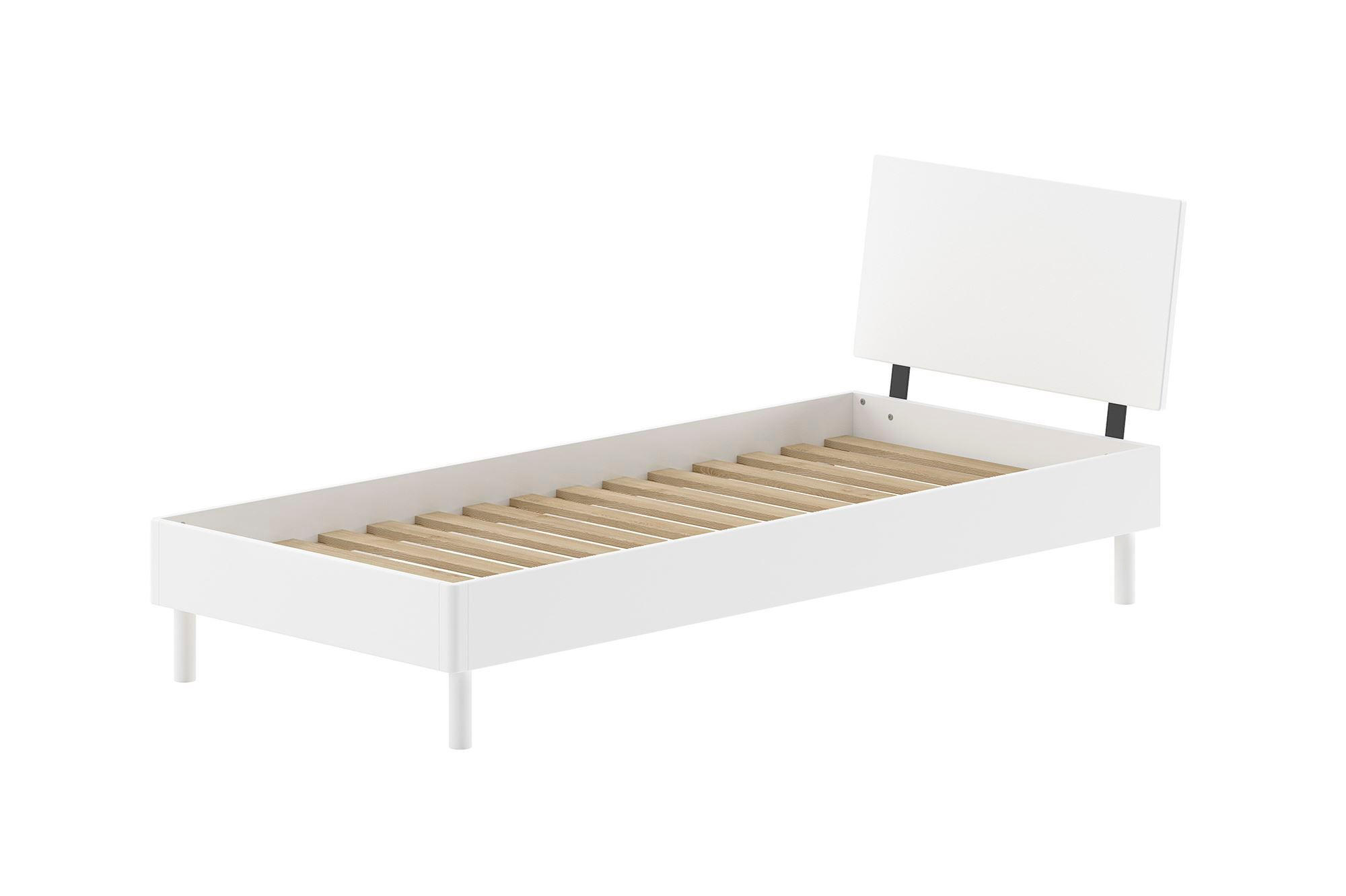 EINZELBETT 90x200 Keeley Buche Weiß Holz Kopfteil Komfort Stabil - Weiß, Holz (90/200cm) - 58aufmkessel
