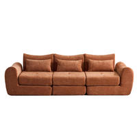 SCHLAFSOFA 3-Sitzer Chenille, Bequemes Kompressionssofa, Orange - Orange, Textil (262/78/97cm) - Kaket