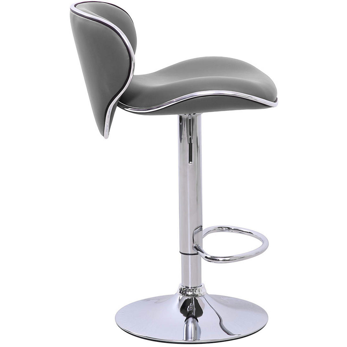 BARHOCKER mit Lehne 2er Set Kunstleder Grau - Silberfarben/Grau, Textil (45/97/48cm) - SVITA