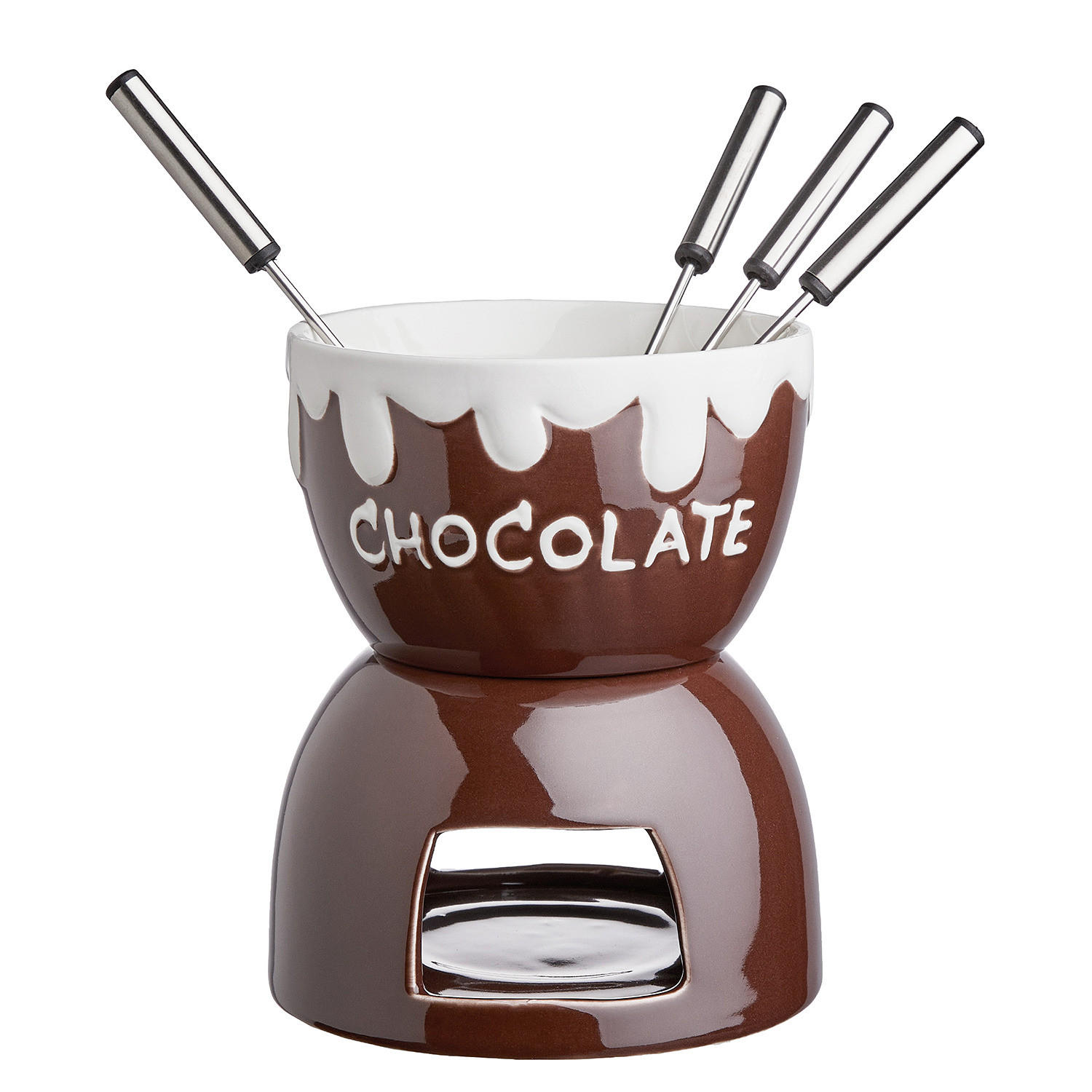 SCHOKOLADEN-FONDUE (6er Set) Chocolate Love - Braun, Metall (11/14cm) - BUTLERS