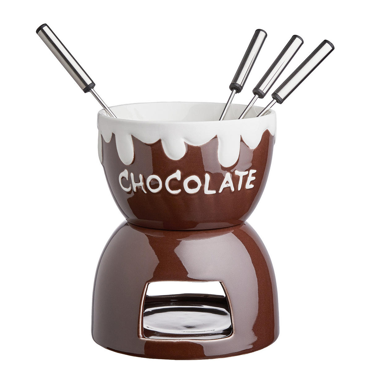 SCHOKOLADEN-FONDUE (6er Set) Chocolate Love - Braun, Metall (11/14cm) - BUTLERS