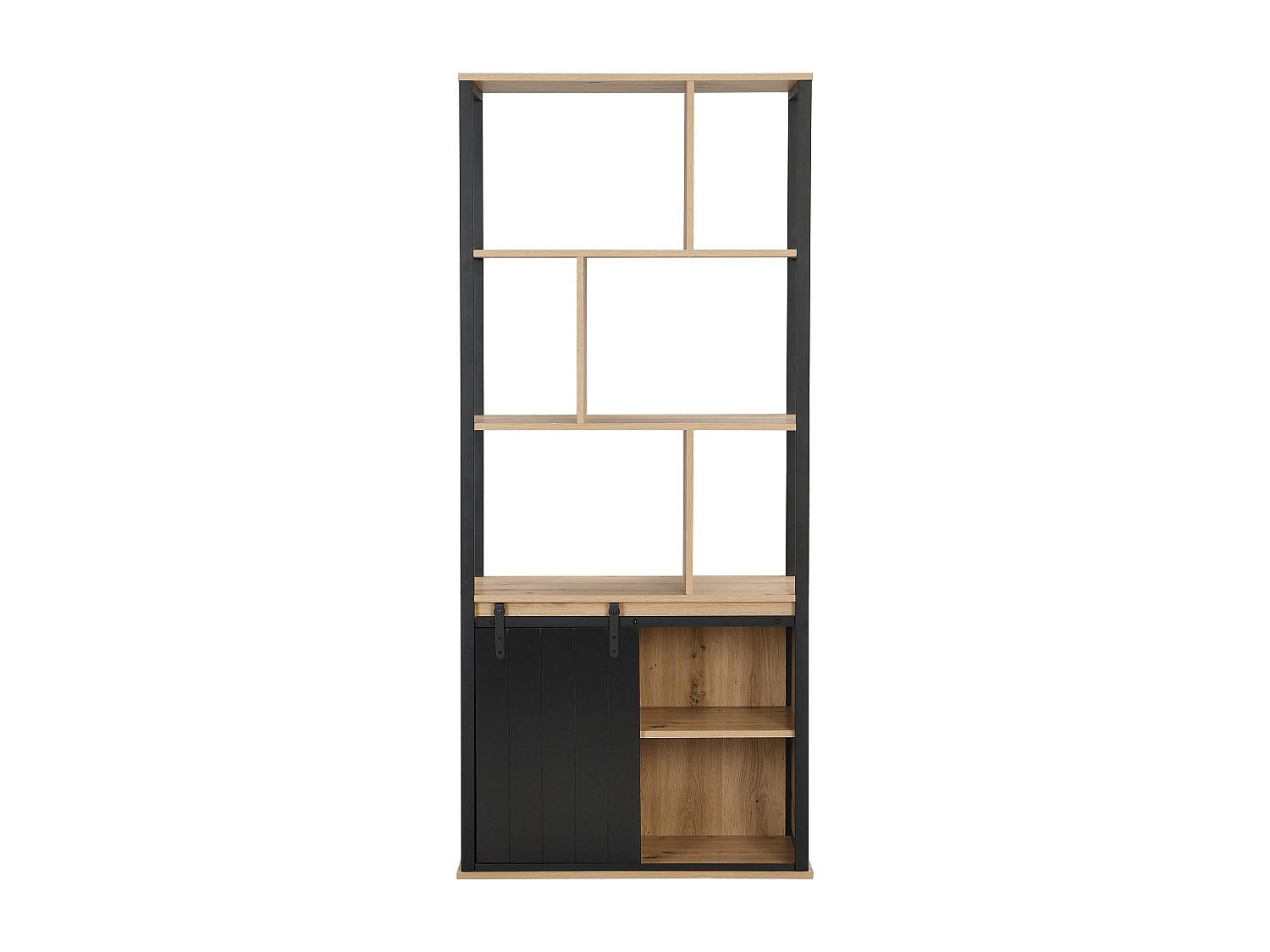 BÜCHERREGAL - 80 cm x 35 cm - holz - schwarz, naturfarben hell Yalena - Schwarz/Naturfarben, Holz/Metall (80/180/35cm) - Vente-Unique