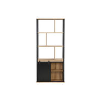 BÜCHERREGAL - 80 cm x 35 cm - holz - schwarz, naturfarben hell Yalena - Schwarz/Naturfarben, Holz/Metall (80/180/35cm) - Vente-Unique