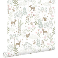 TAPETE Wald mit Waldtieren 53 cm x 10.05 m - Weiß, Papier (53/0.1cm) - ESTAhome