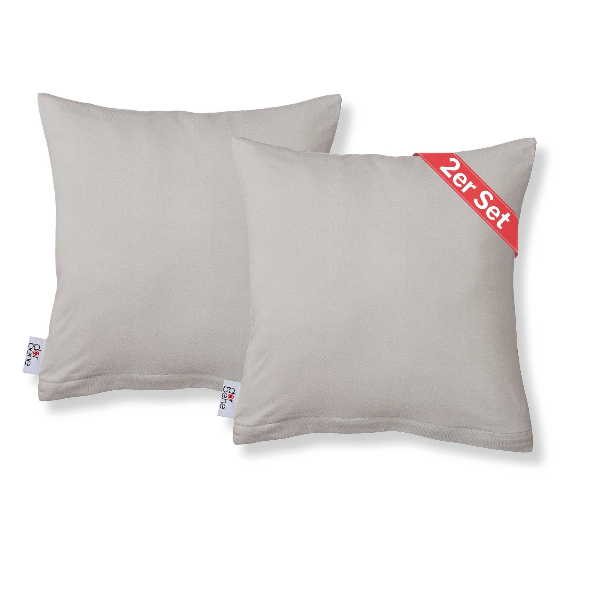 KISSENBEZUG Soft Jersey 2er-Set 80/80 cm - Hellgrau, Naturmaterialien (80/80cm) - DarBene