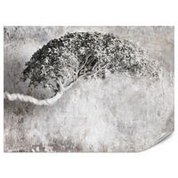 FOTOTAPETE Abstrakter Baum Beton Vintage Grau Blätter Natur 500x350 - Schwarz/Grau, Papier (500/350cm) - Muralo