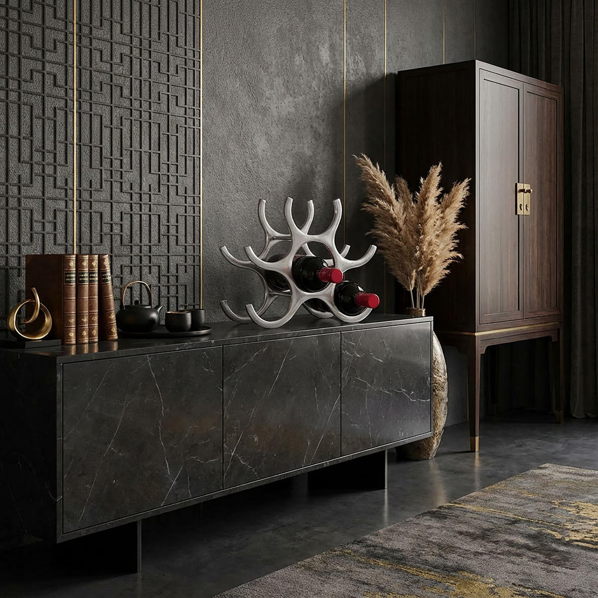 WEINREGAL Aluminium Modern Stil für 6 Flaschen platzsparend 24x29x14cm - Silberfarben, Metall (29/24/14cm) - KADIMA DESIGN