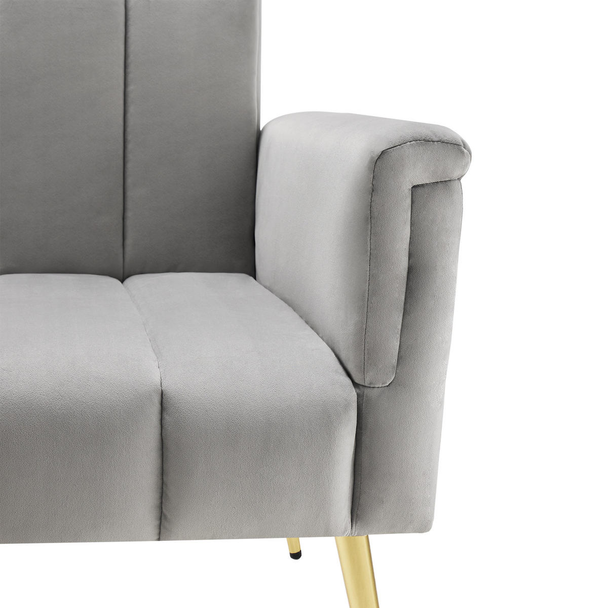 2-SITZER SCHLAFSOFA Samt Grau mit verstellbarer Rückenlehne und Armlehnen - Grau, Holzwerkstoff/Textil (183/75/76cm) - WISHDOR