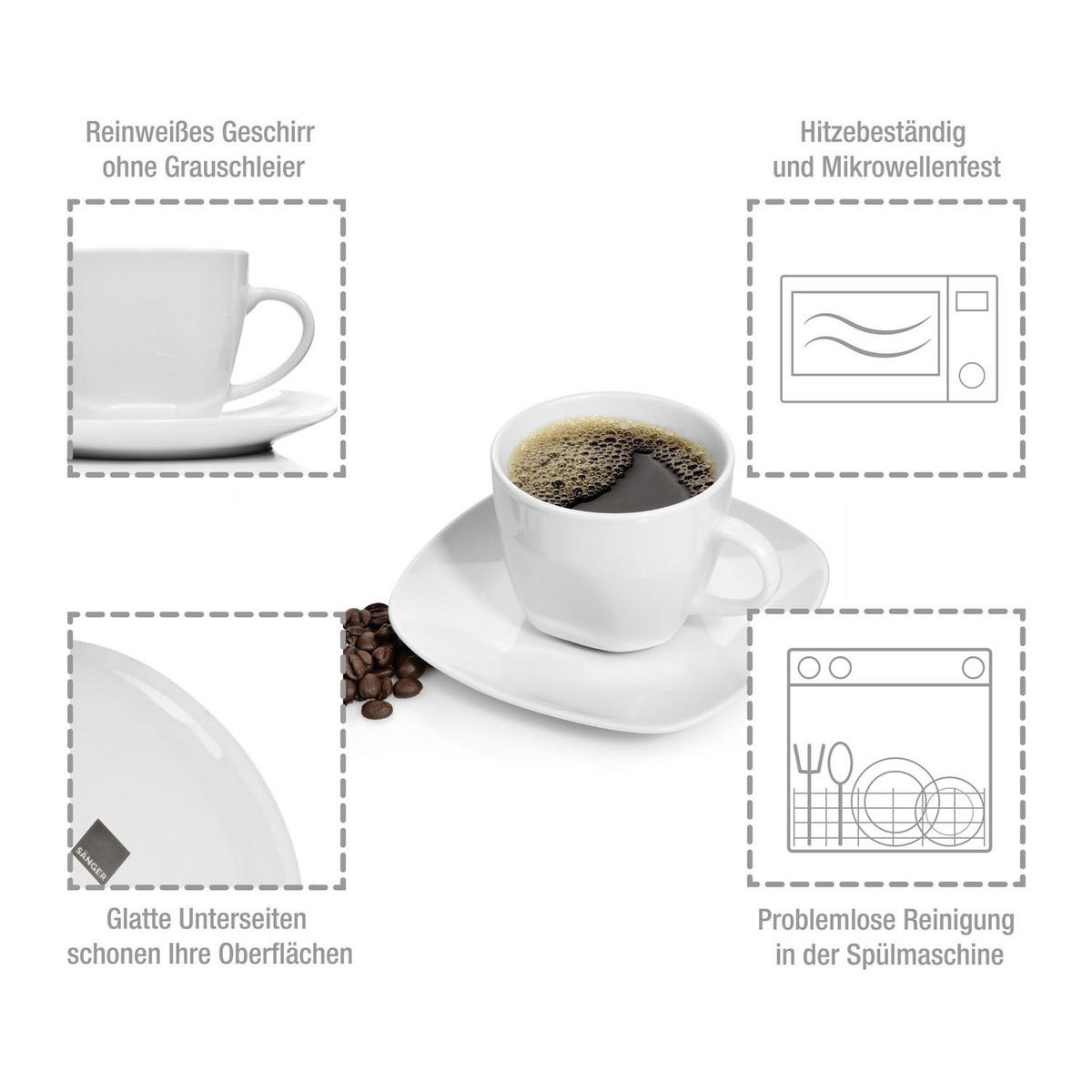 KAFFEETASSEN SET BILGOLA - 12 teilig aus Porzellan - Weiß, Keramik (44/12.5/22cm) - Sänger