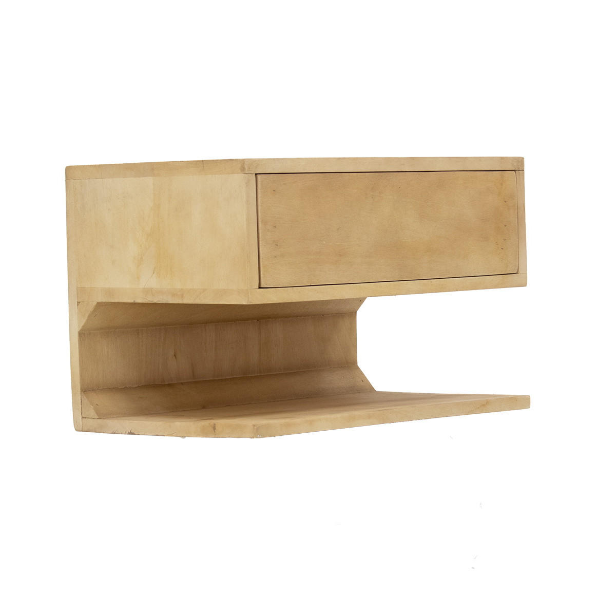 NACHTTISCH schwebend aus Holz, natürlich - Braun, Holz (45/30/30cm) - Giga Meubel