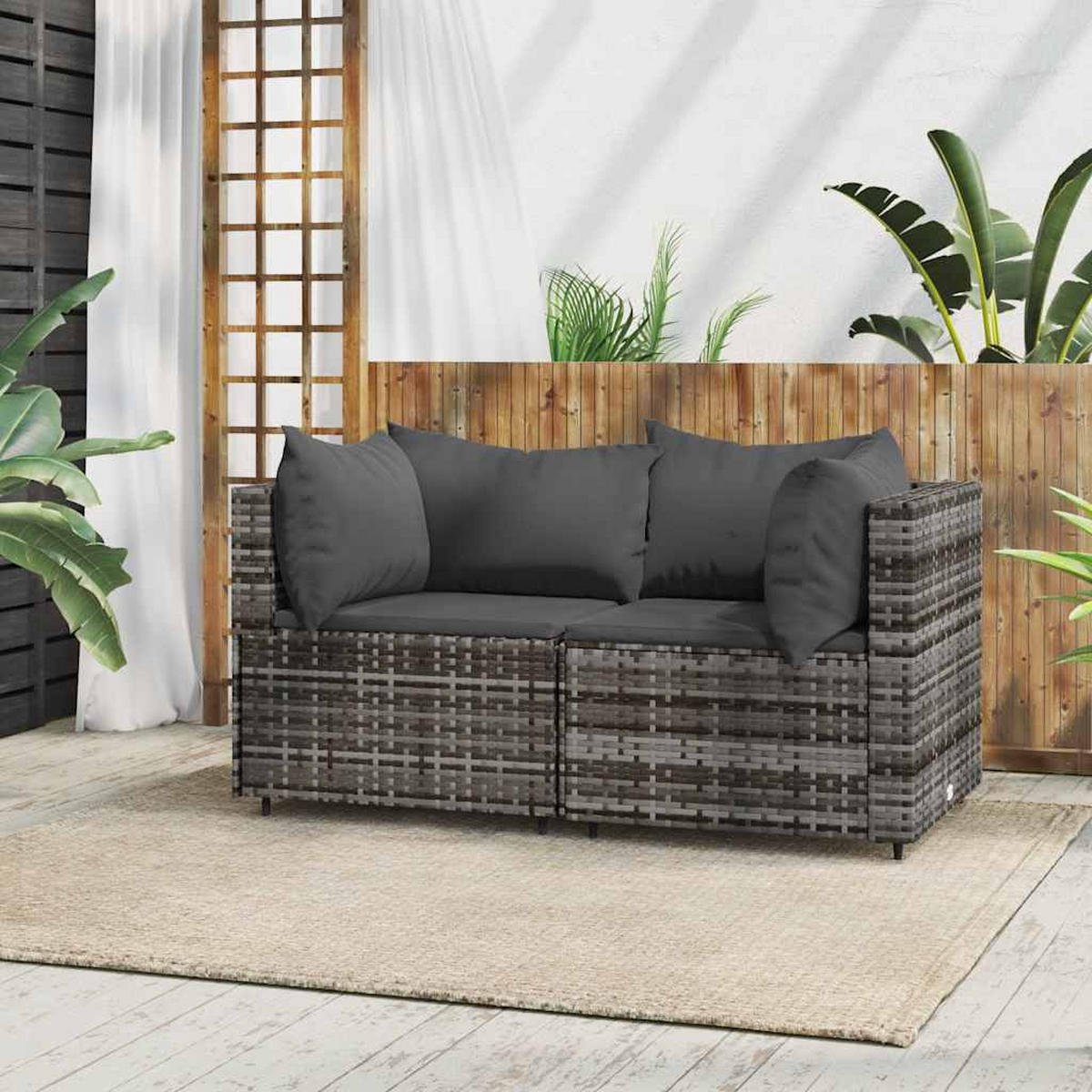 GARTENSOFA FYXAJ 63/57.5/63 cm （2-SITZER） - Grau, Holz (63/57.5/63cm) - ZMH