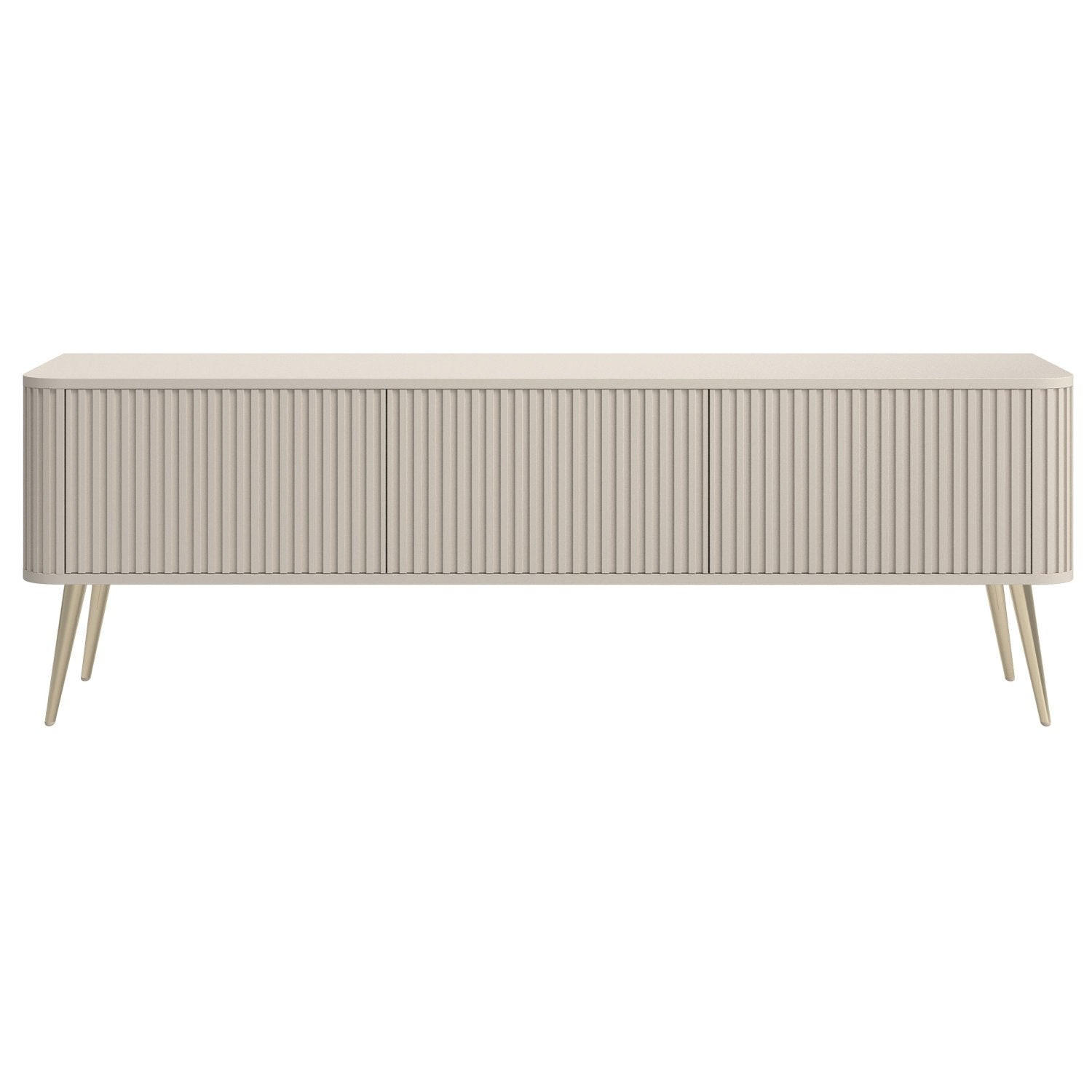 TV-LOWBOARD Ovarlo Greige mit geriffelten Fronten 3-türig 163/49/38 cm - Taupe/Goldfarben, Holzwerkstoff/Metall (163.2/49.2/38cm) - Selsey