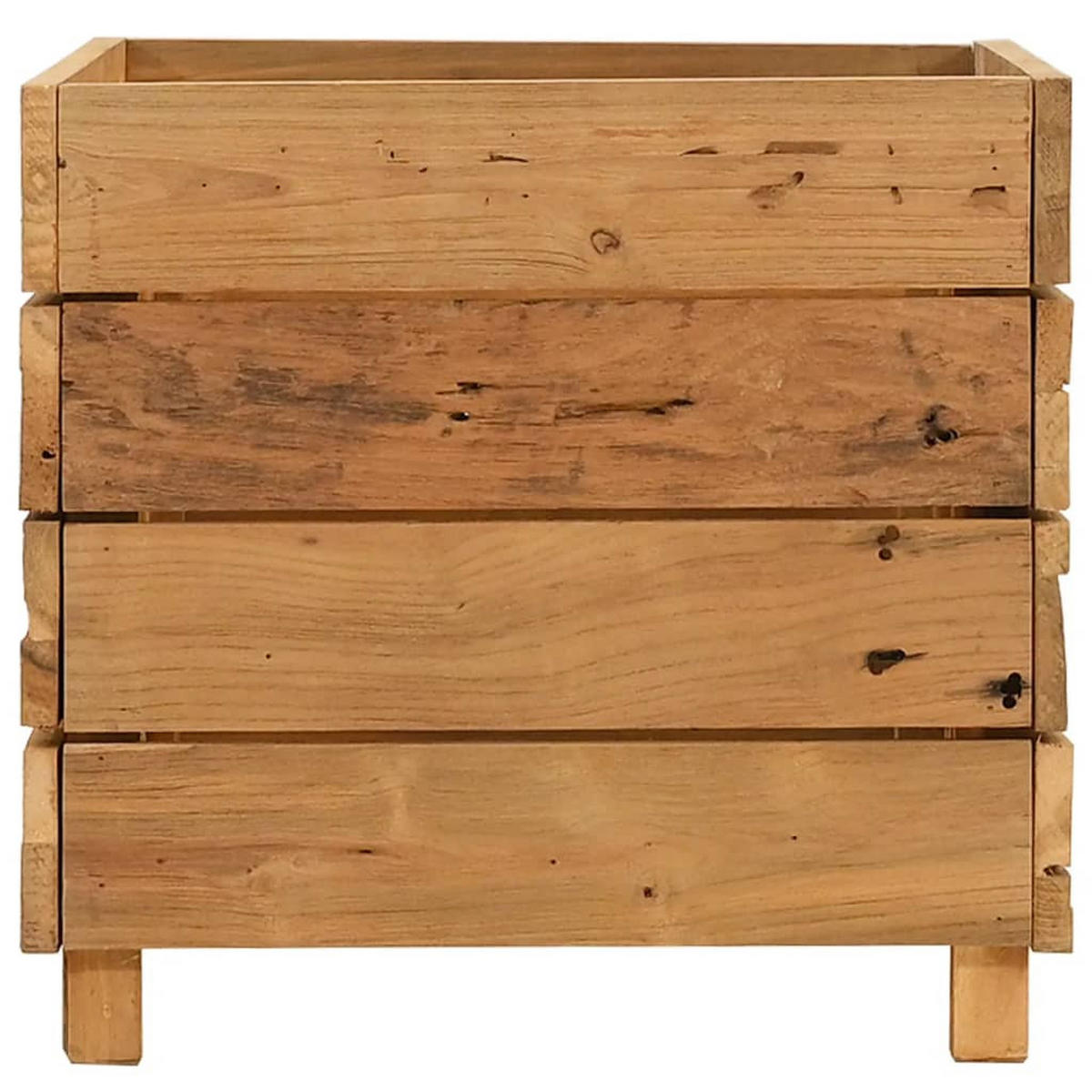 HOCHBEET 50x40x38 cm Teak Altholz und Stahl - Braun, Holz (50/38/40cm)