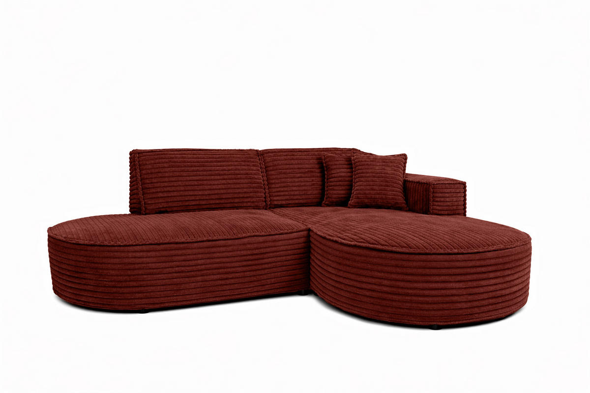 ECKSOFA L-Form, Cordstoff Velo, Kupfer, Rechts, Modena Studio - Orange, Holz (236/165cm) - Kaiser Möbel